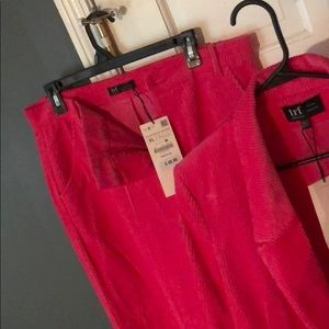 Zara TRF 2 piece bright pink corduroy suit